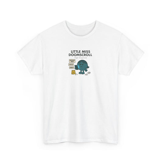 Little Miss Doom Scroll, Funny Mr Men Cartoon Art T-Shirt