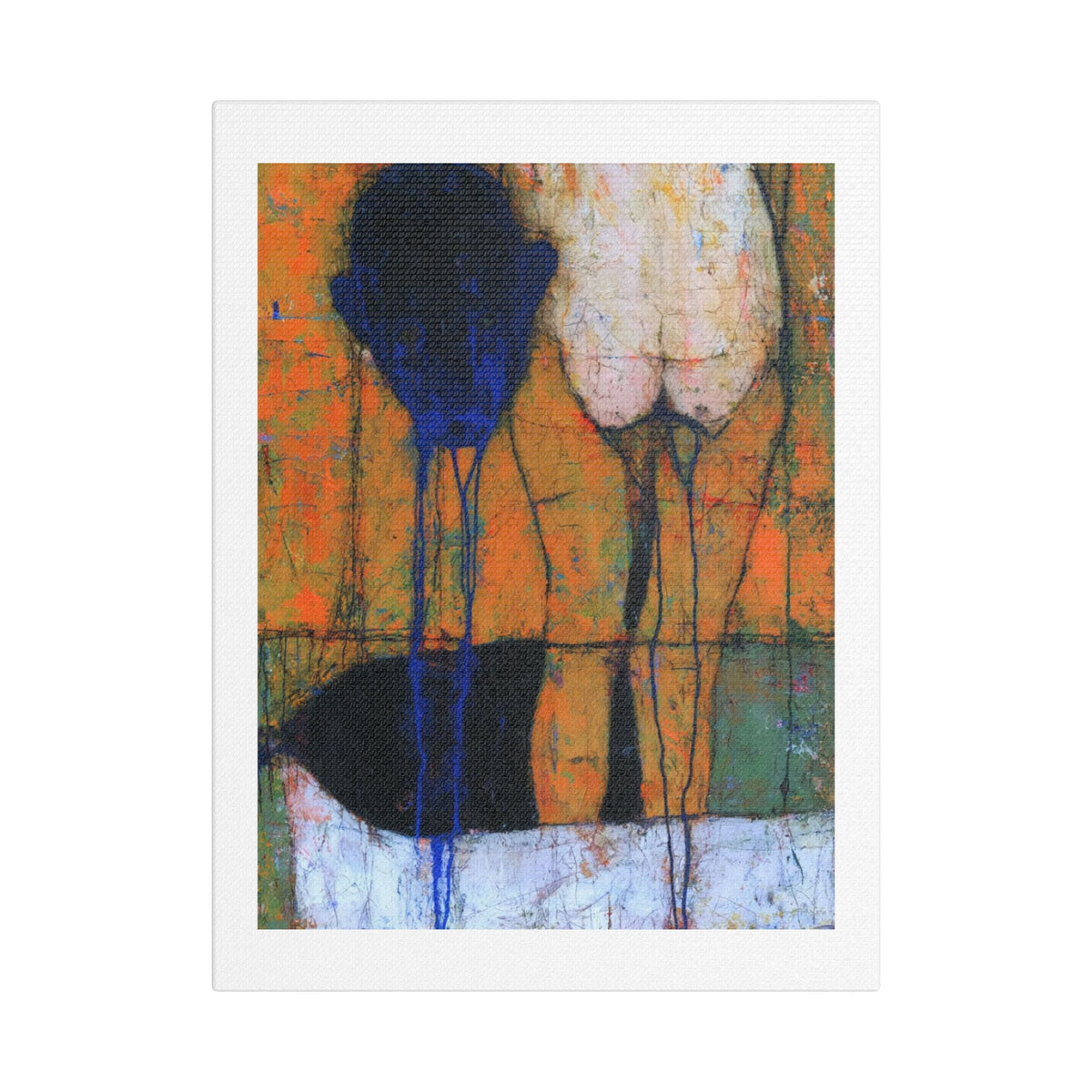 Blue, Neo-Surrealism, Art Print on Satin Canvas, Stretched