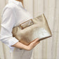 Fashion Cut-Out Handle Women's Handbag Shiny Distressed Leather