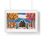 Couple on a Park Bench Fuzzy Felt Art 'Designed by AI' Framed Print