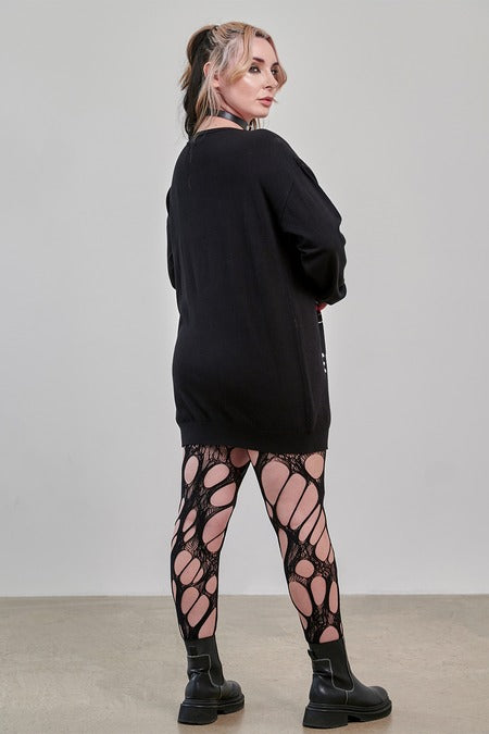 Banned Apparel Gothic Jumper Dress, Black Oversized Knit
