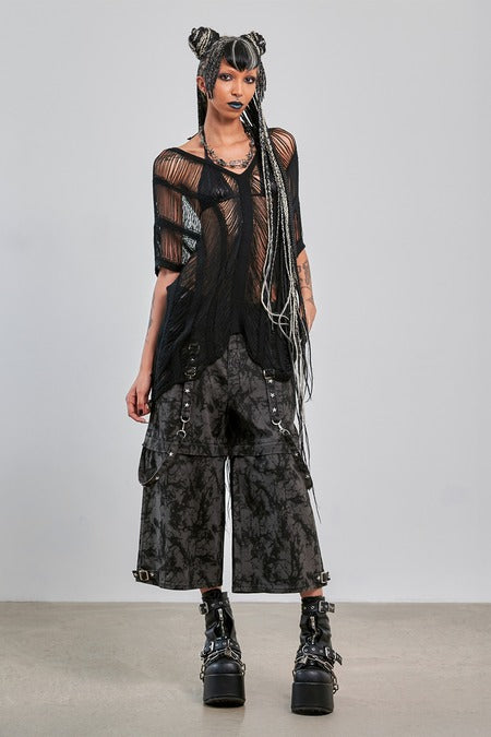 Banned Apparel Gothic Mesh Top, Black Sheer Layering