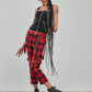 Banned Alternative Nocturne Buckle Trousers in Red Tartan