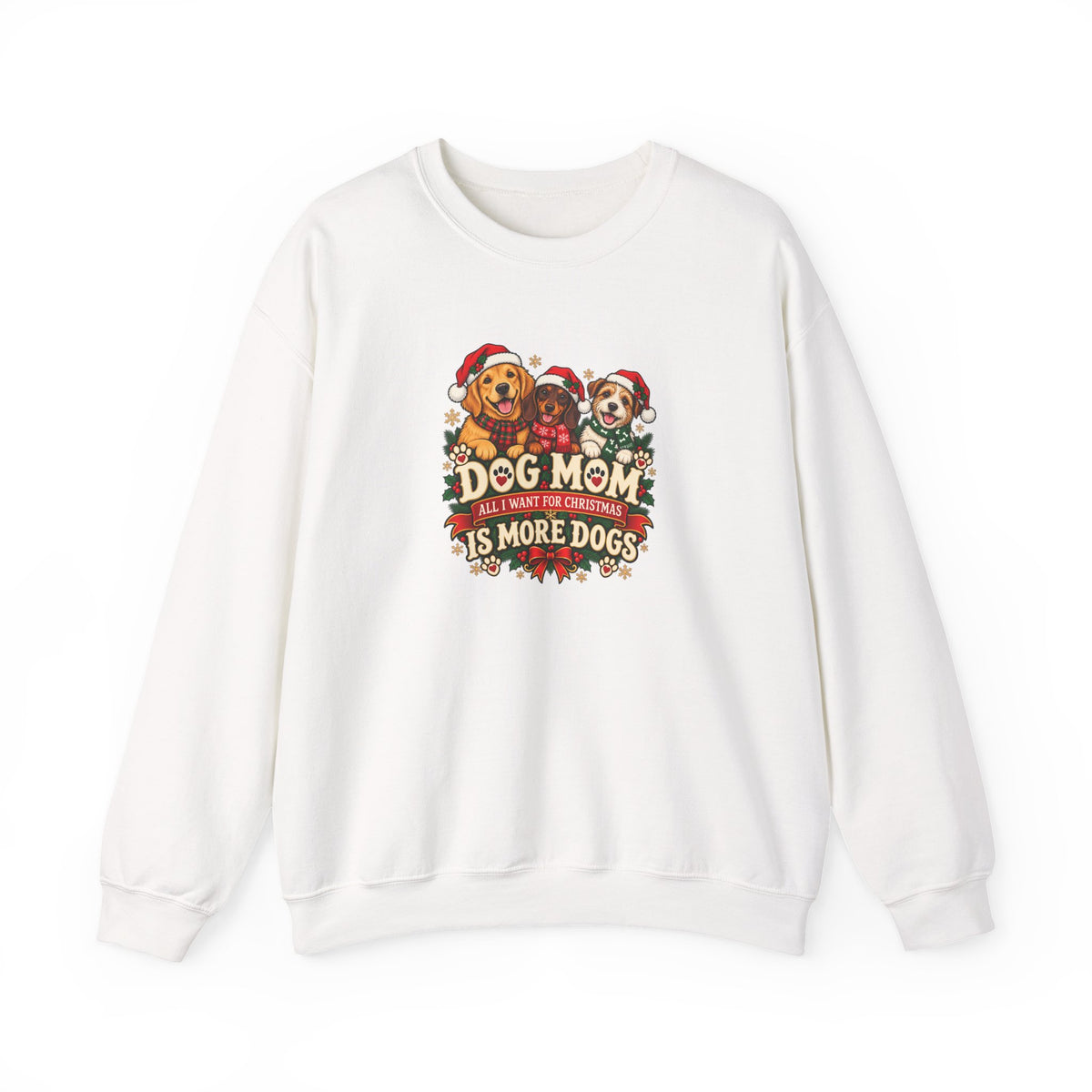Dog Mom Christmas Sweatshirt  “The More Dogs, the Merrier” Crewneck
