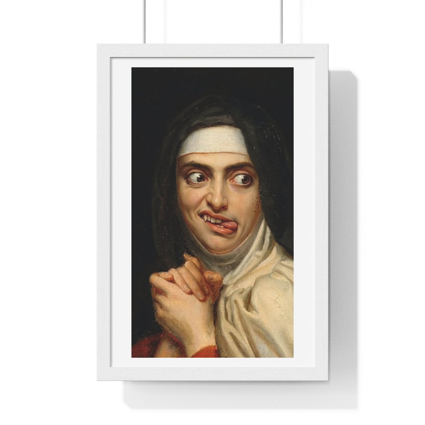 Crazy Nun, Surrealist Art, Large Decor Framed Print