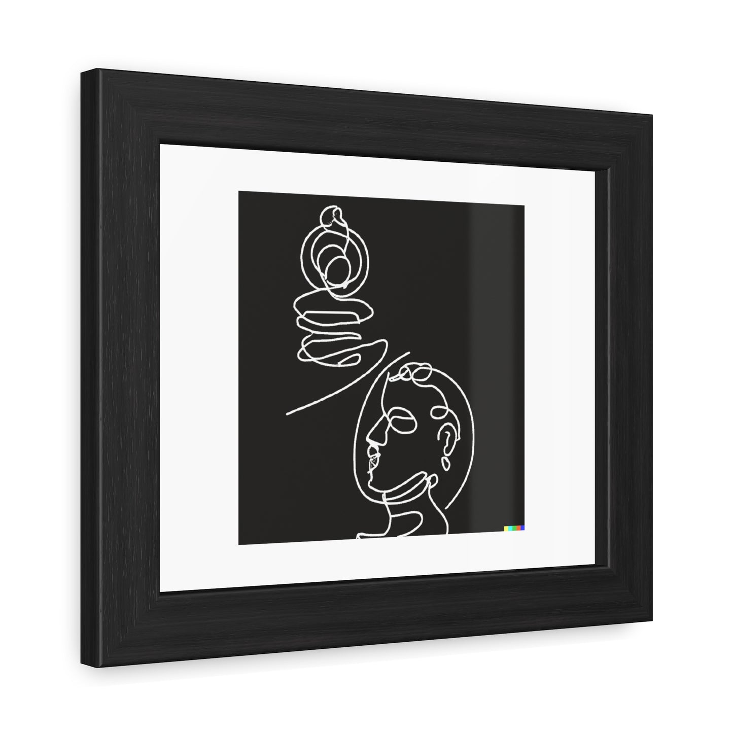 Human Consciousness Line Art 'Designed by AI' Wooden Framed Print