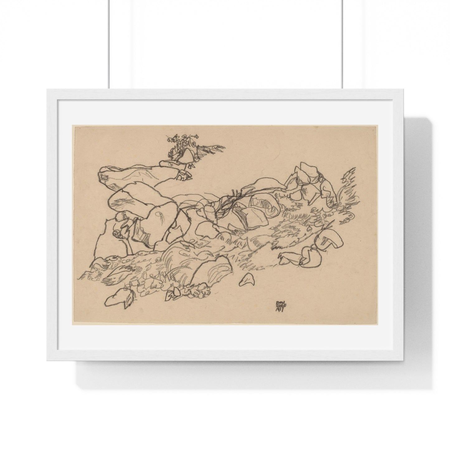 Mountain Stream (1917) by Egon Schiele, from the Original, Framed Art Print