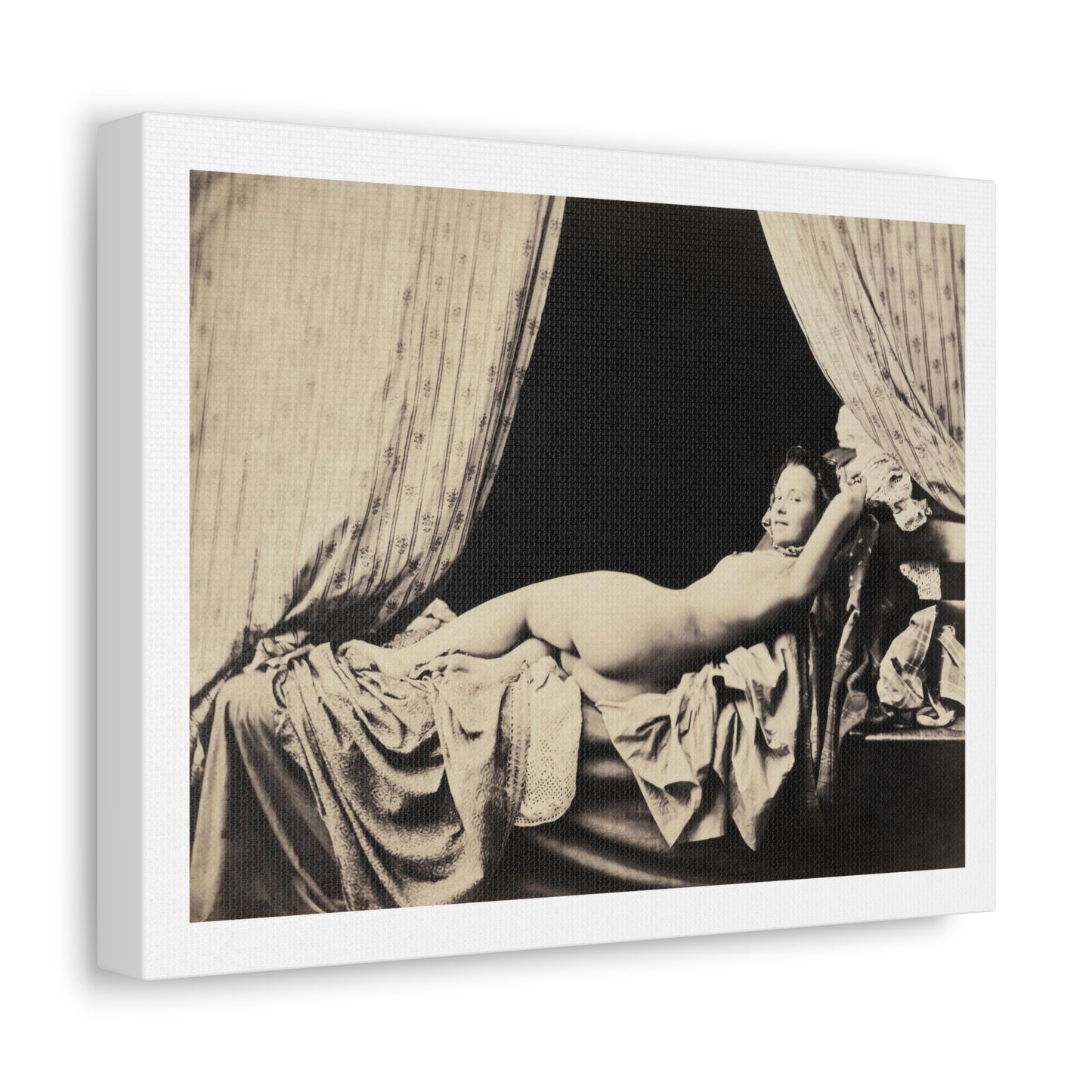 Female Nude (1865) Black & White Photography by Félix-Jacques Moulin, Art Print from the Original, on Canvas