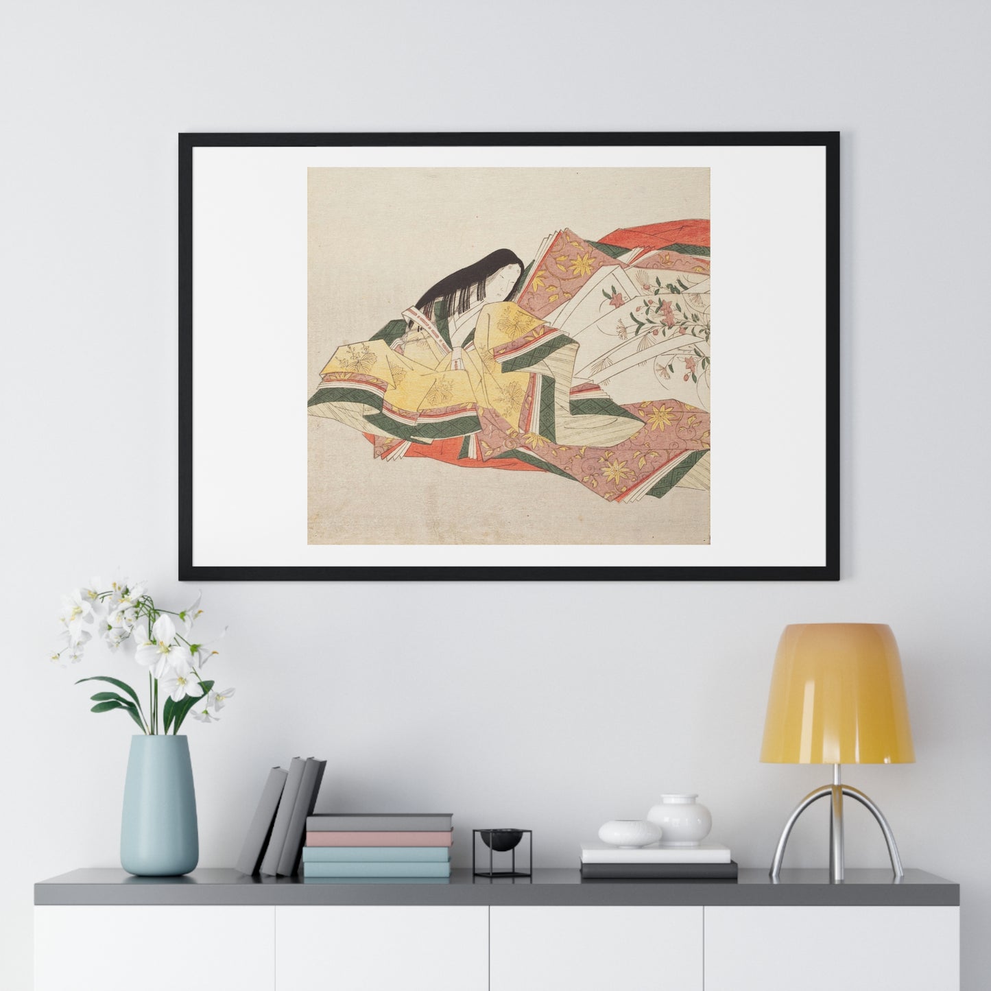 Poetess (1801) by Chobunsai Eishi from the Original, Framed Art Print