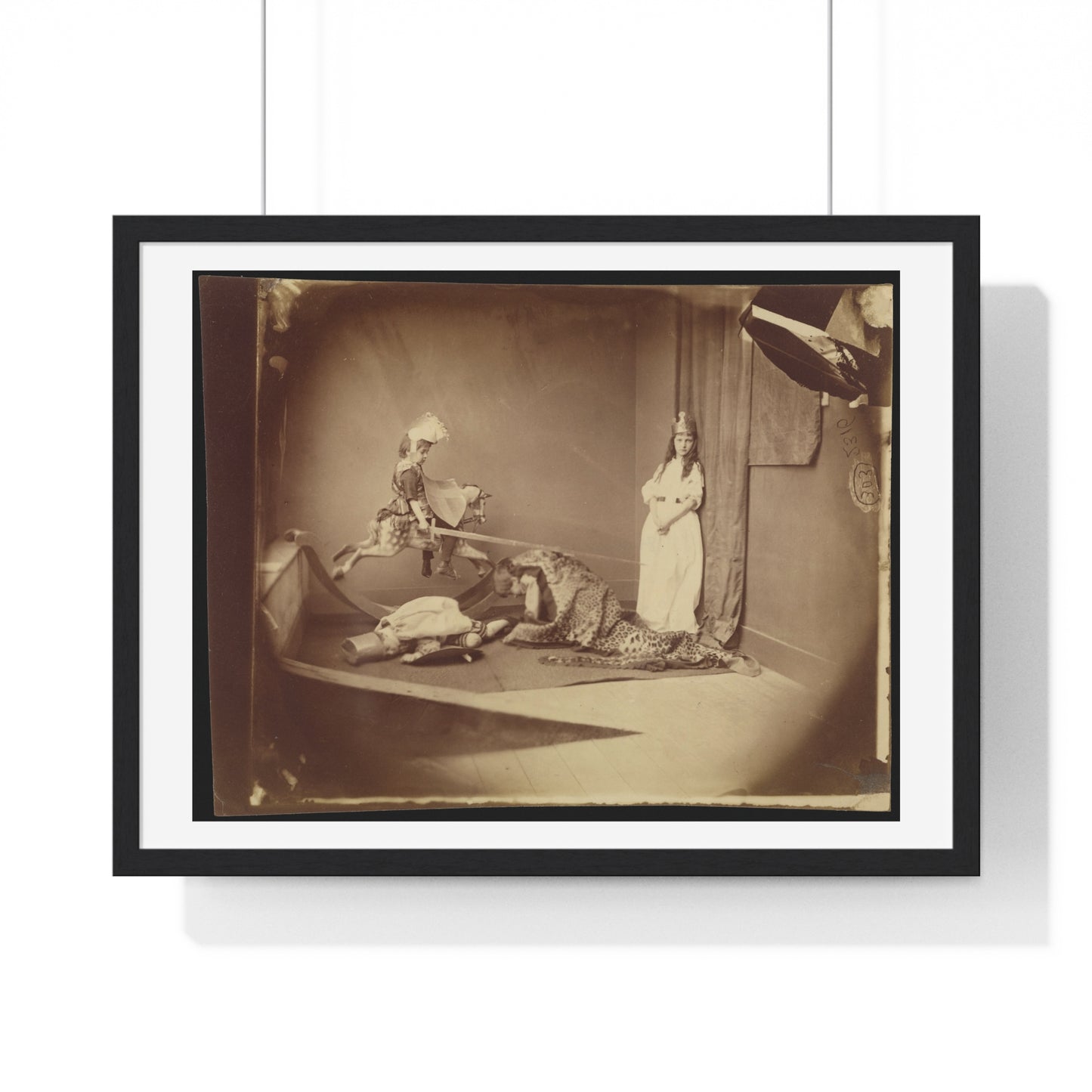 Vintage Photography, Saint George and the Dragon (1875) by Lewis Carroll , from the Original, Framed Print