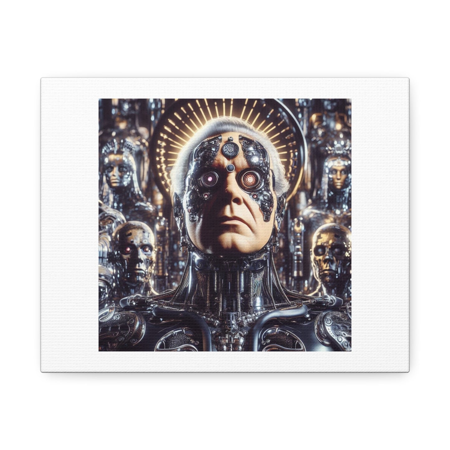 Humanoid Cyborg in Steam Punk Style Photorealism 'Designed by AI' Art Print on Canvas