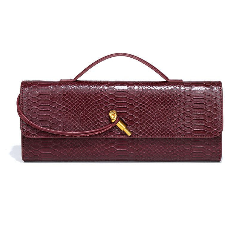 Leather American Retro Hand-Held Dinner Bag Baguette Clutch