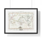 Vintage Map, the Voyages of Captain James Cook (1852) by James Cook, from the Original, Framed Print