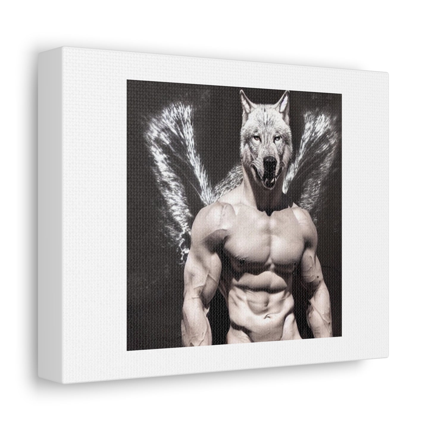 Muscular Wolf 'Designed by AI' Art Print on Canvas