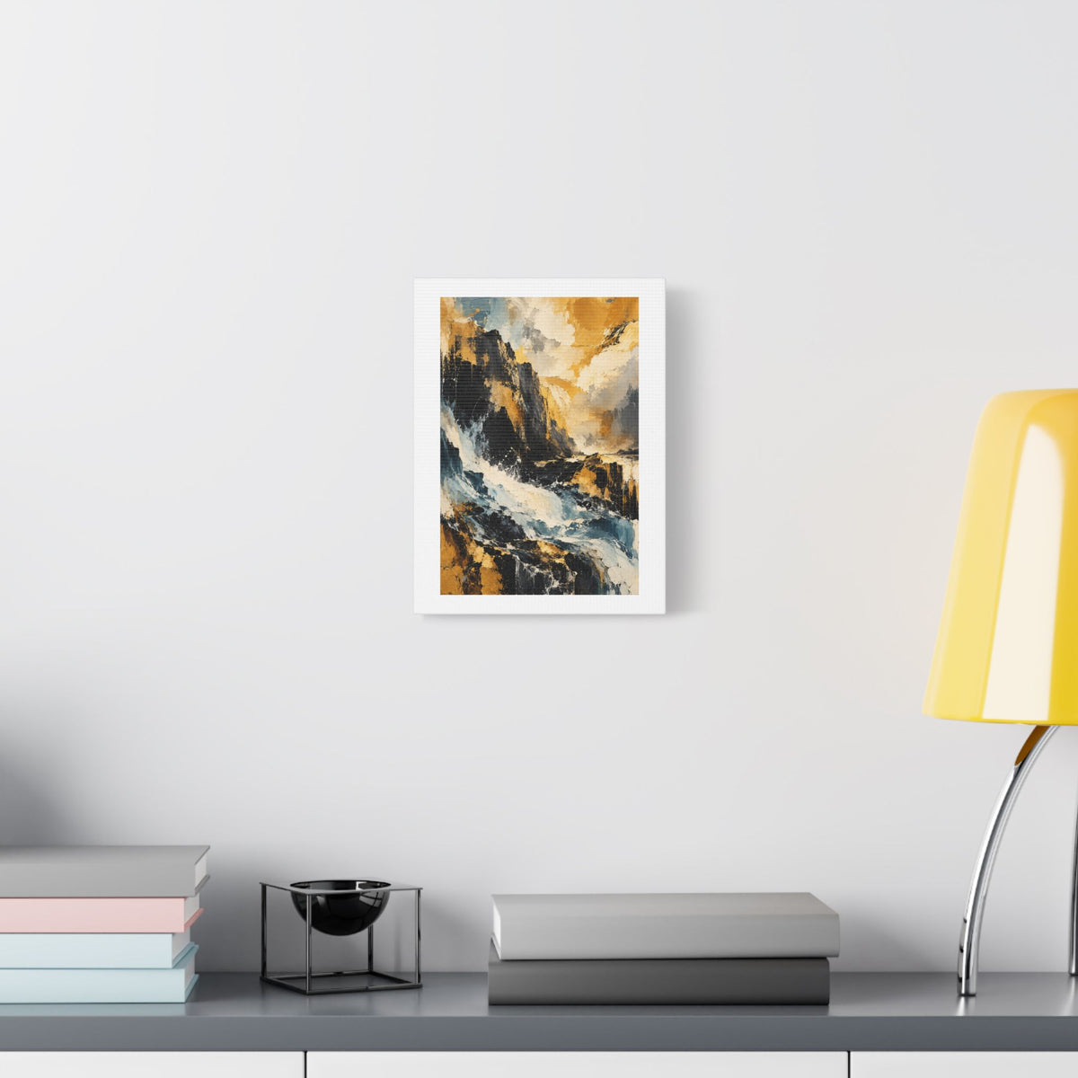 Storm Over Golden Mountains, Large Decor Art Print on Satin Canvas