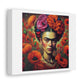 Woman with Poppies in the Style of Frida Kahlo 'Designed by AI' Art Print on Canvas