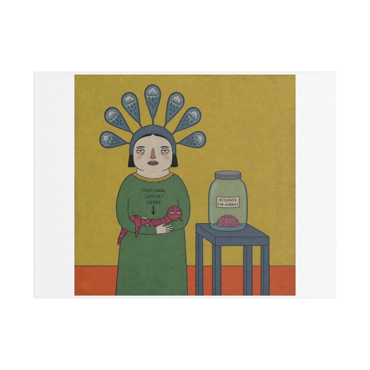 Reserved for Worries, Cartoon Art Print on Canvas