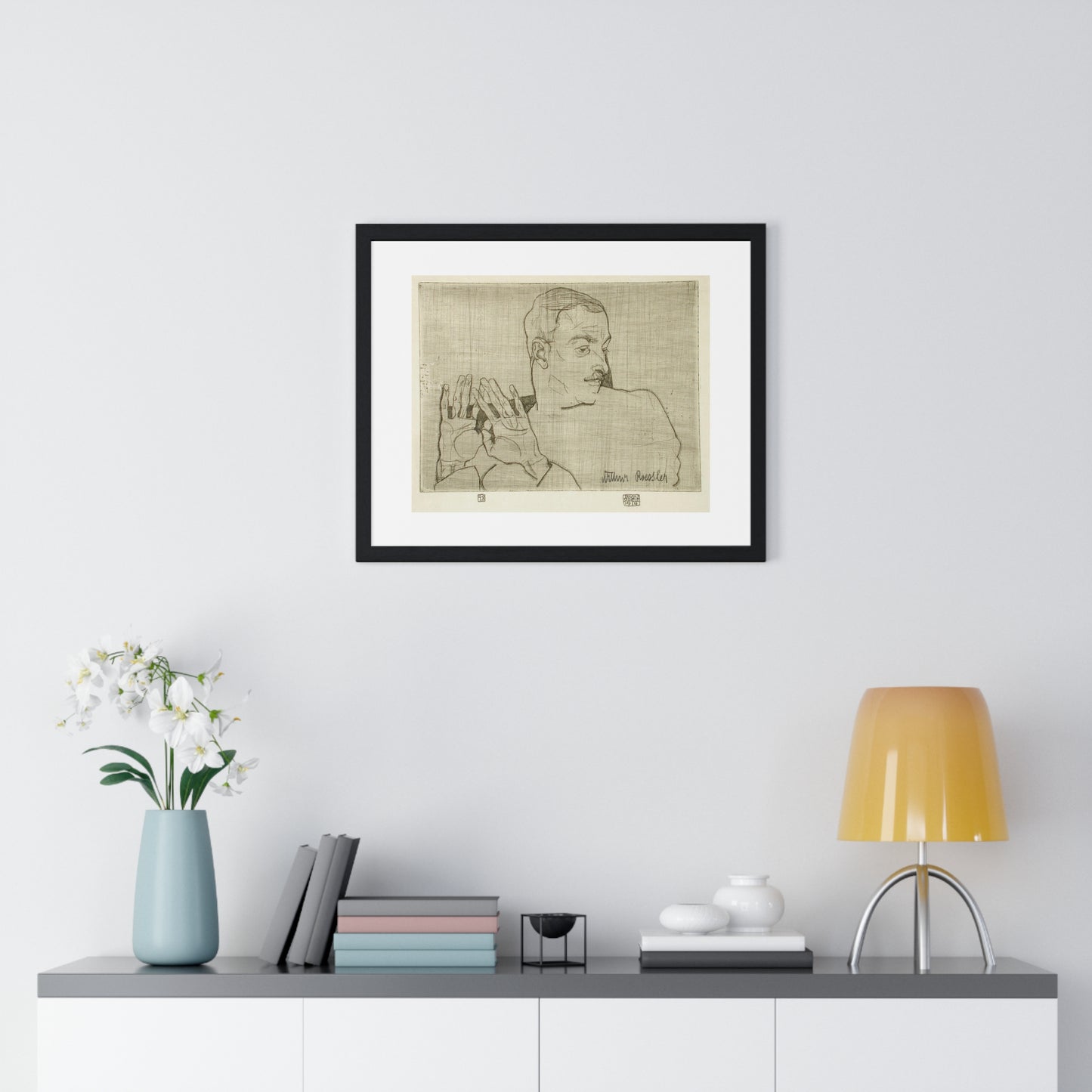 Portrait of Arthur Roessler (1922) by Egon Schiele, from the Original, Framed Art Print