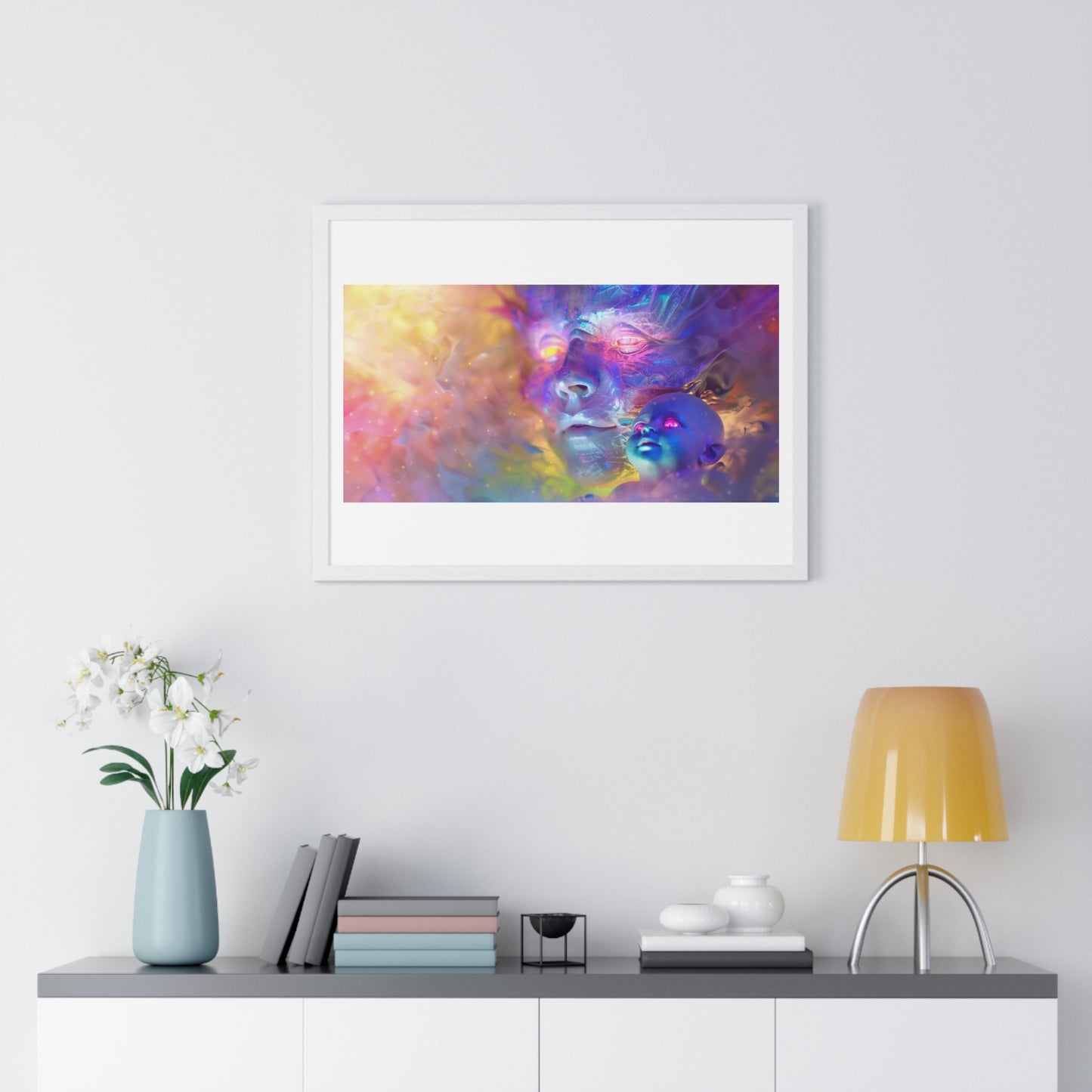 Faces of Ecstasy in Art 'Designed by AI, Framed Art Print