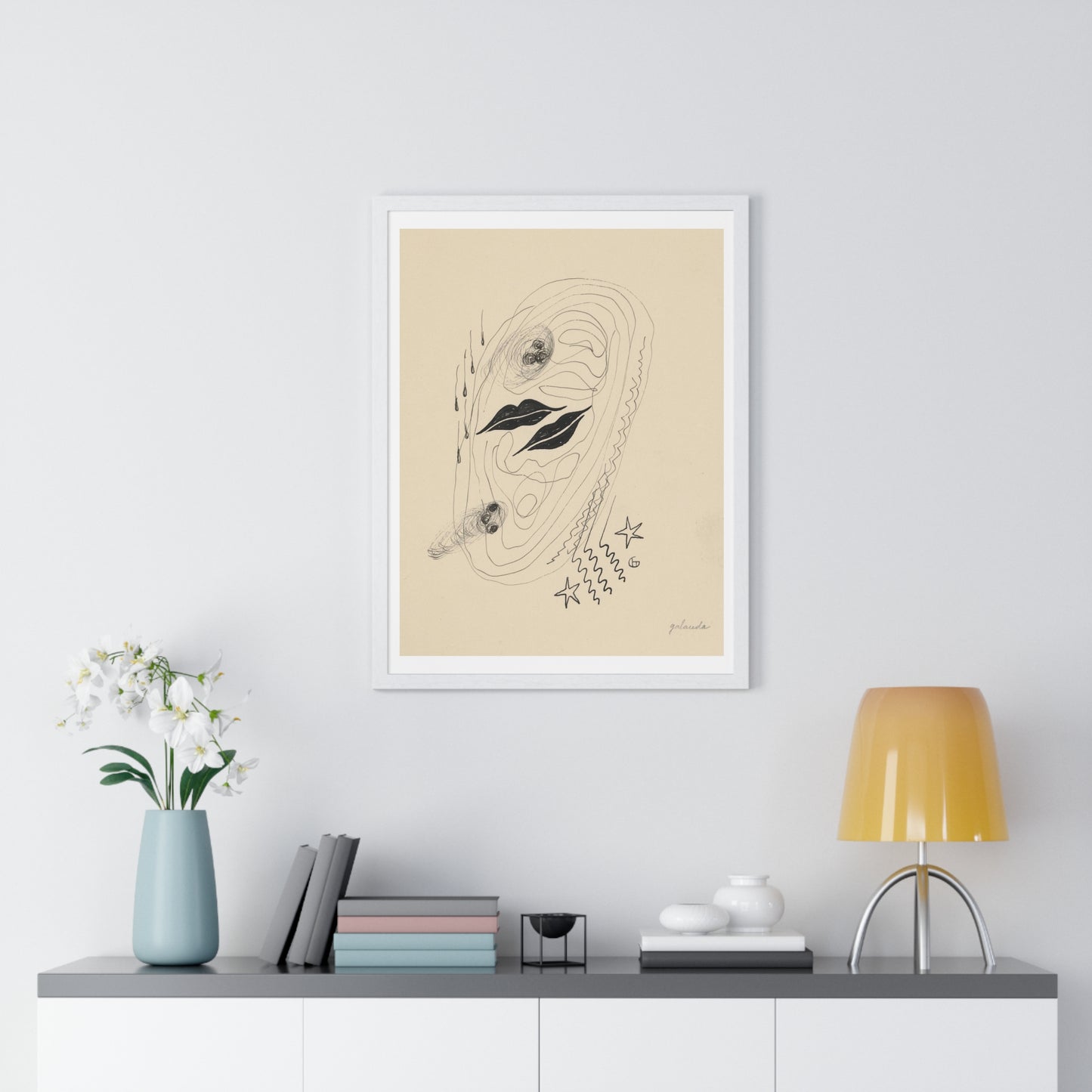 Red Lips by Mikuláš Galanda (1930) from the Original, Framed Art Print