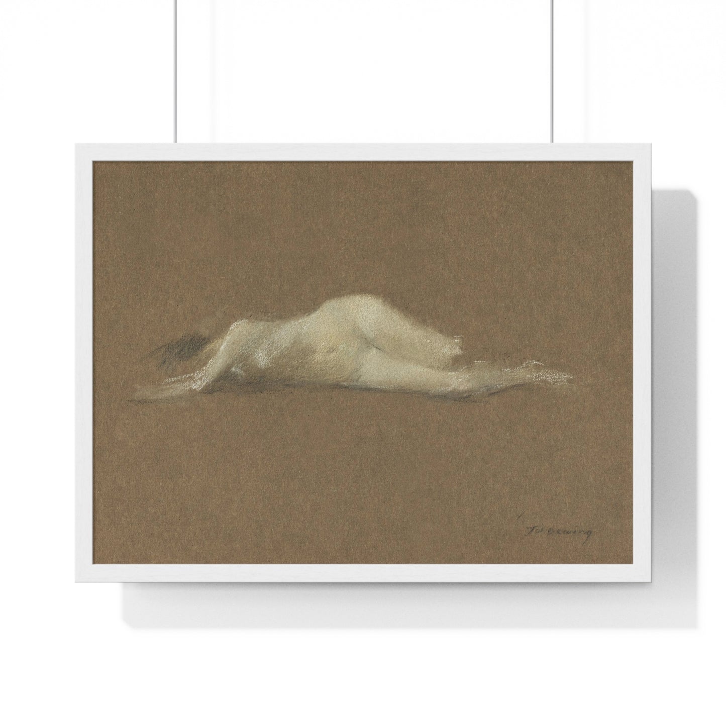 Nude Woman on Her Side by Thomas Wilmer Dewing from the Original, Framed Art Print