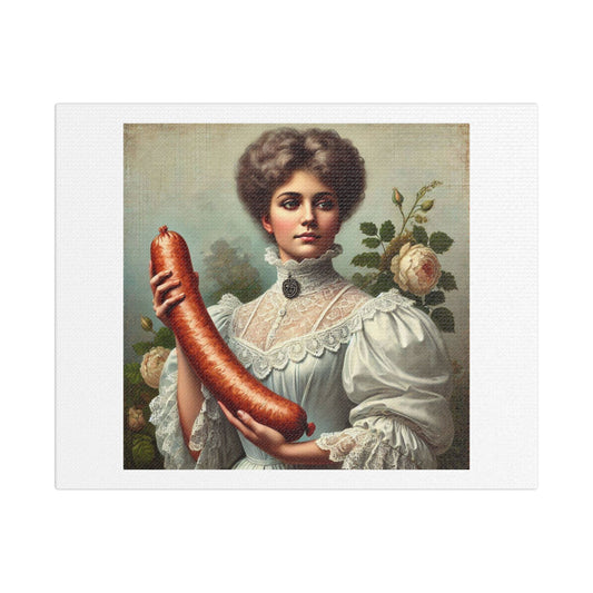 Victorian Chromolithograph Sausage Portrait 'Designed by AI' on Canvas