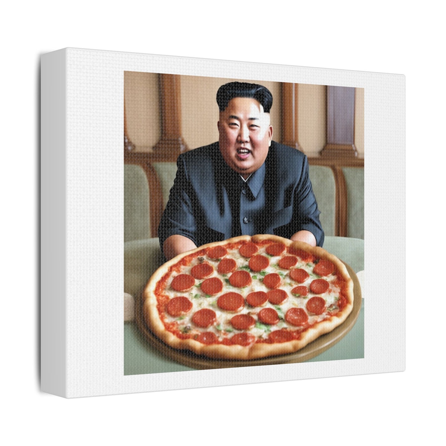 Pizza Supremo, Absurdist Art Print 'Designed by AI', on Satin Canvas