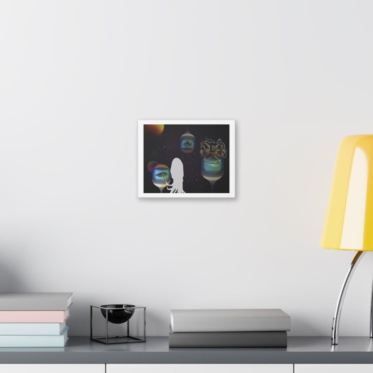 Visitors at the Exotic Earth Acquarium 'Designed by AI' Canvas Art Print