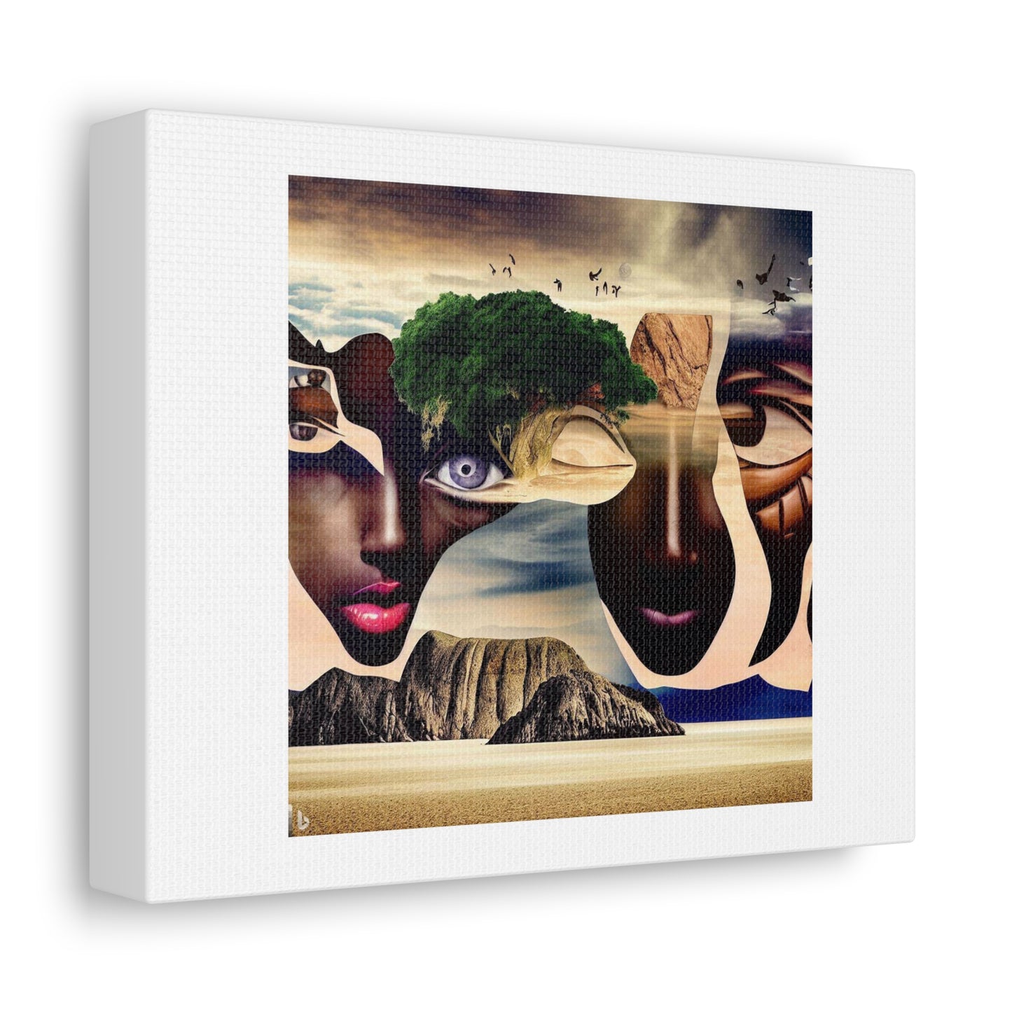 Surreal Landscape Made Up of Elements From Different Photos of Human Faces 'Designed by AI' Art Print on Canvas