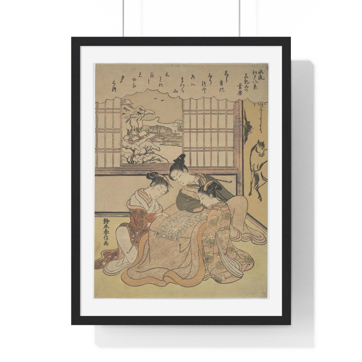 Evening Snow on Matsuchi Hill (1765-1770) from the series Eight Fashionable Views of Edo 'Furyu Edo Hakkei' by Suzuki Harunobu, from the Original, Framed Art Print