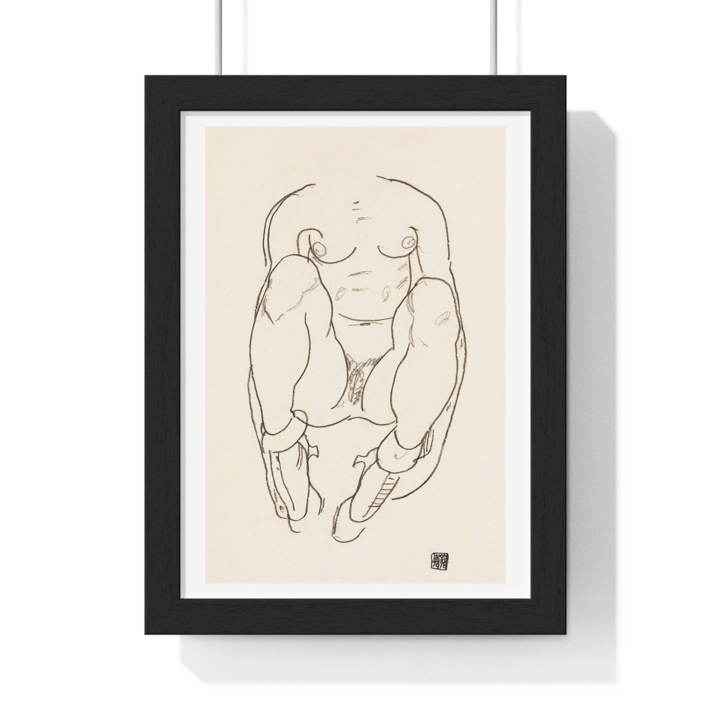 Torso of a Seated Woman with Boots (1918) by Egon Schiele, from the Original, Framed Art Print