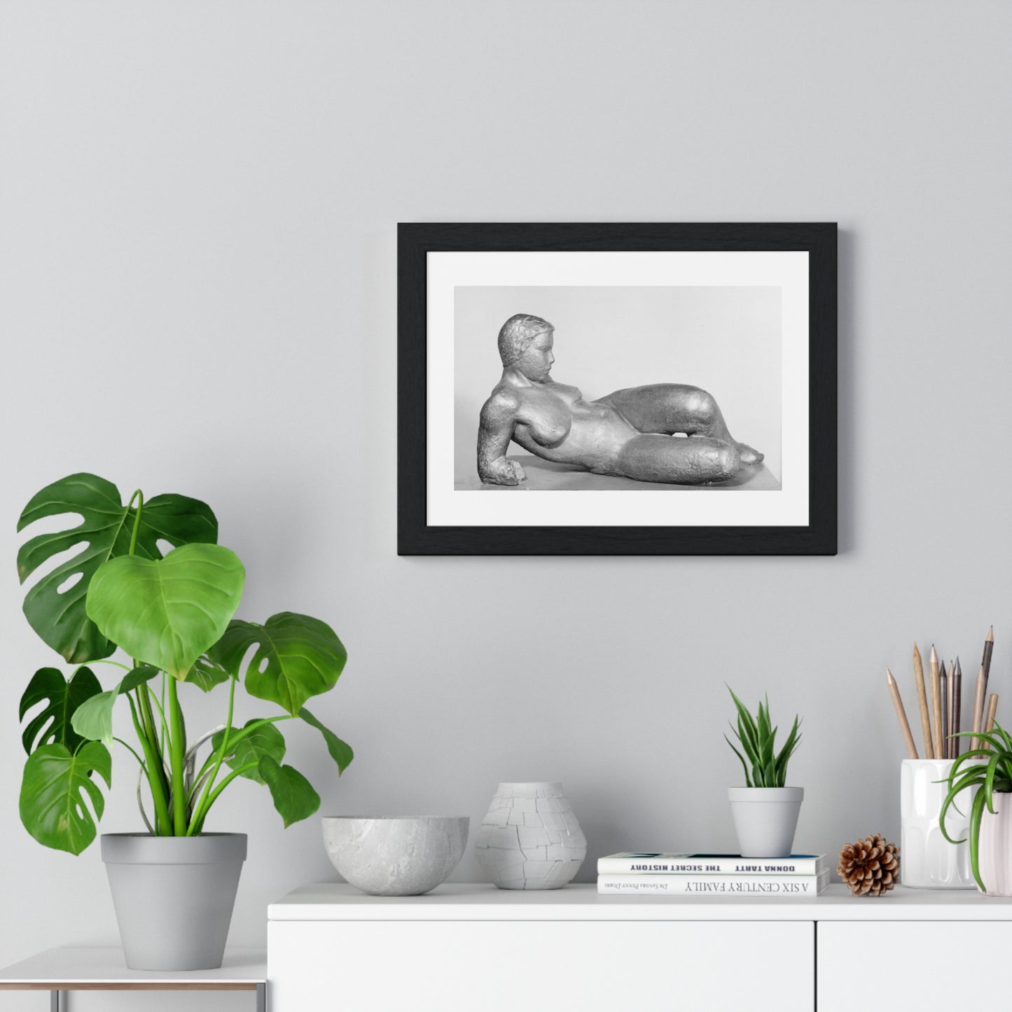 Model Study, Lying Nude Woman Without Arms, from the Original, Framed Art Print