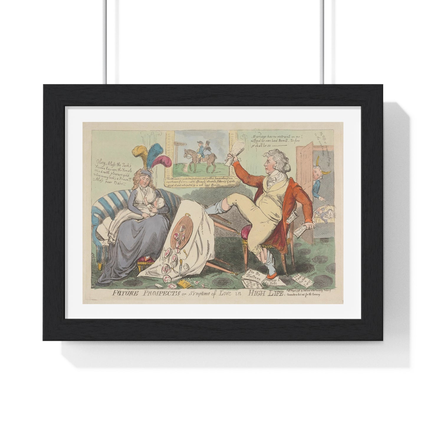 Symptoms of Love in High Life (1796) by Isaac Cruikshank, from the Original, Framed Art Print