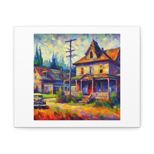 Painting of Abandoned Bates Motel in the Style of Fauvism 'Designed by AI' Art Print on Canvas