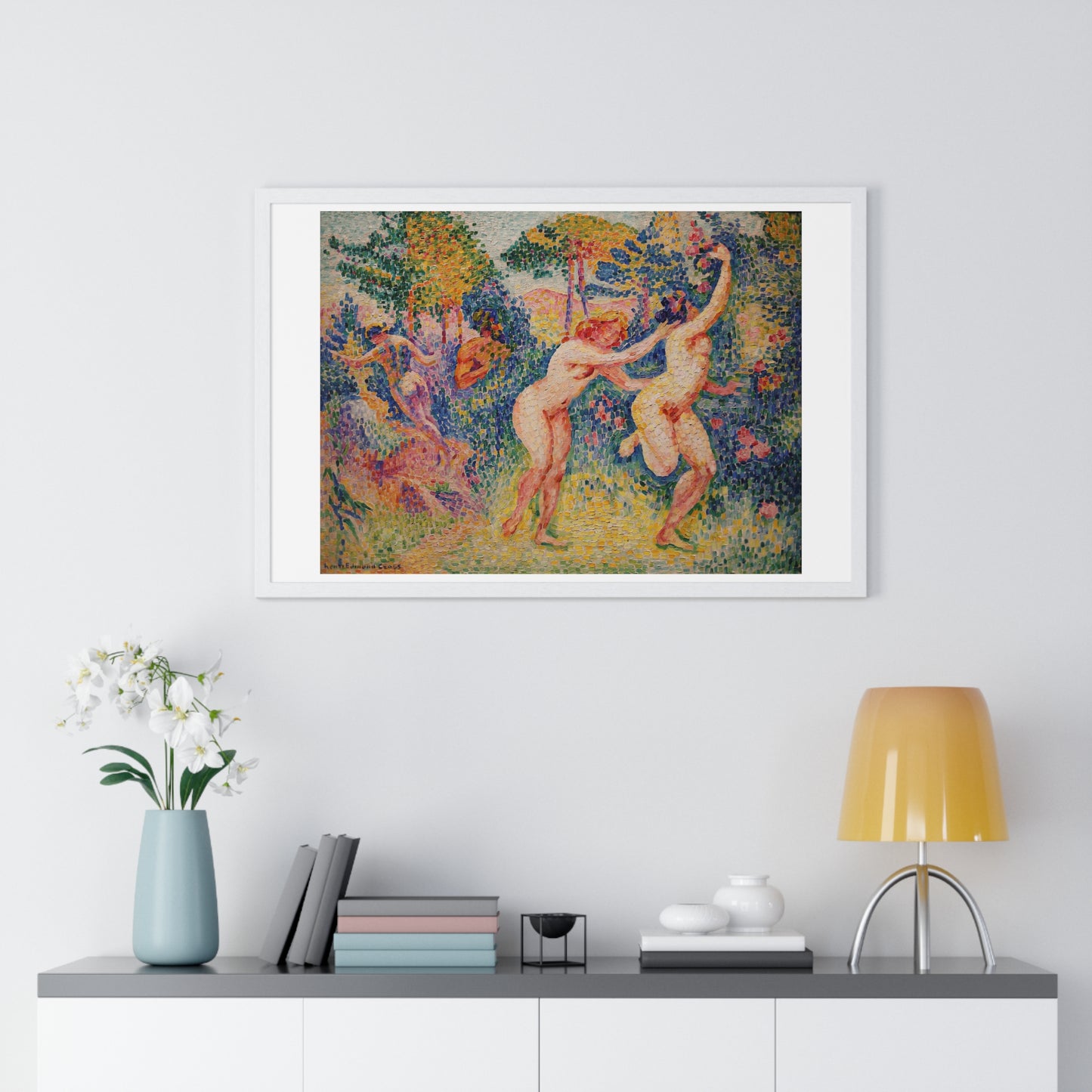 Giclée Print Depicting Two Running Nymphs (1906) by Henri-Edmond Cross from the Original, Framed Art Print