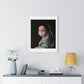 Johannes Vermeer's Young Woman Wearing a Face Mask During Coronavirus Pandemic, Remix, Framed Art Print