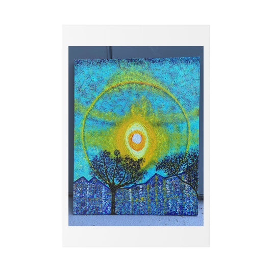 A Smile in the Solar Halo, Acrylic on Canvas 'Designed by AI' Satin Canvas Print