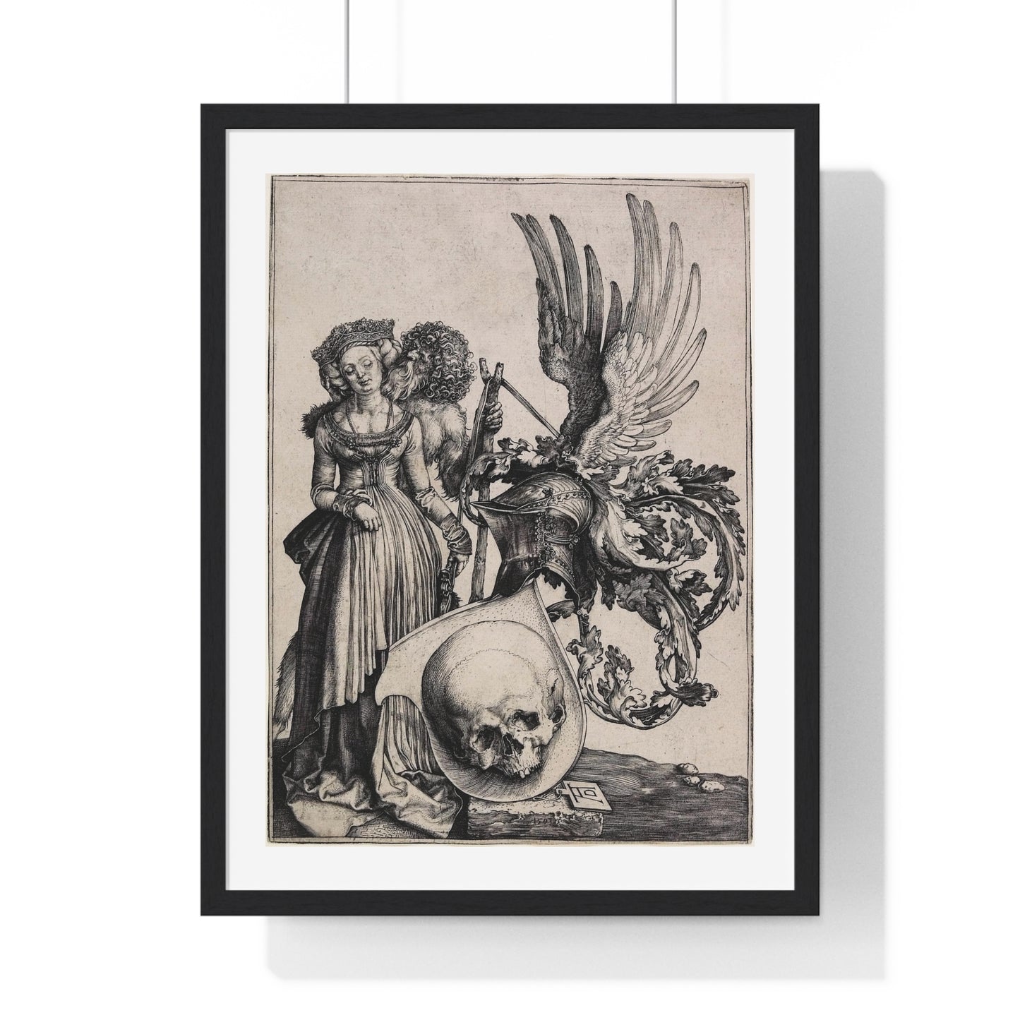 Coat of Arms with a Skull (1503) by Albrecht Dürer from the Original, Framed Art Print