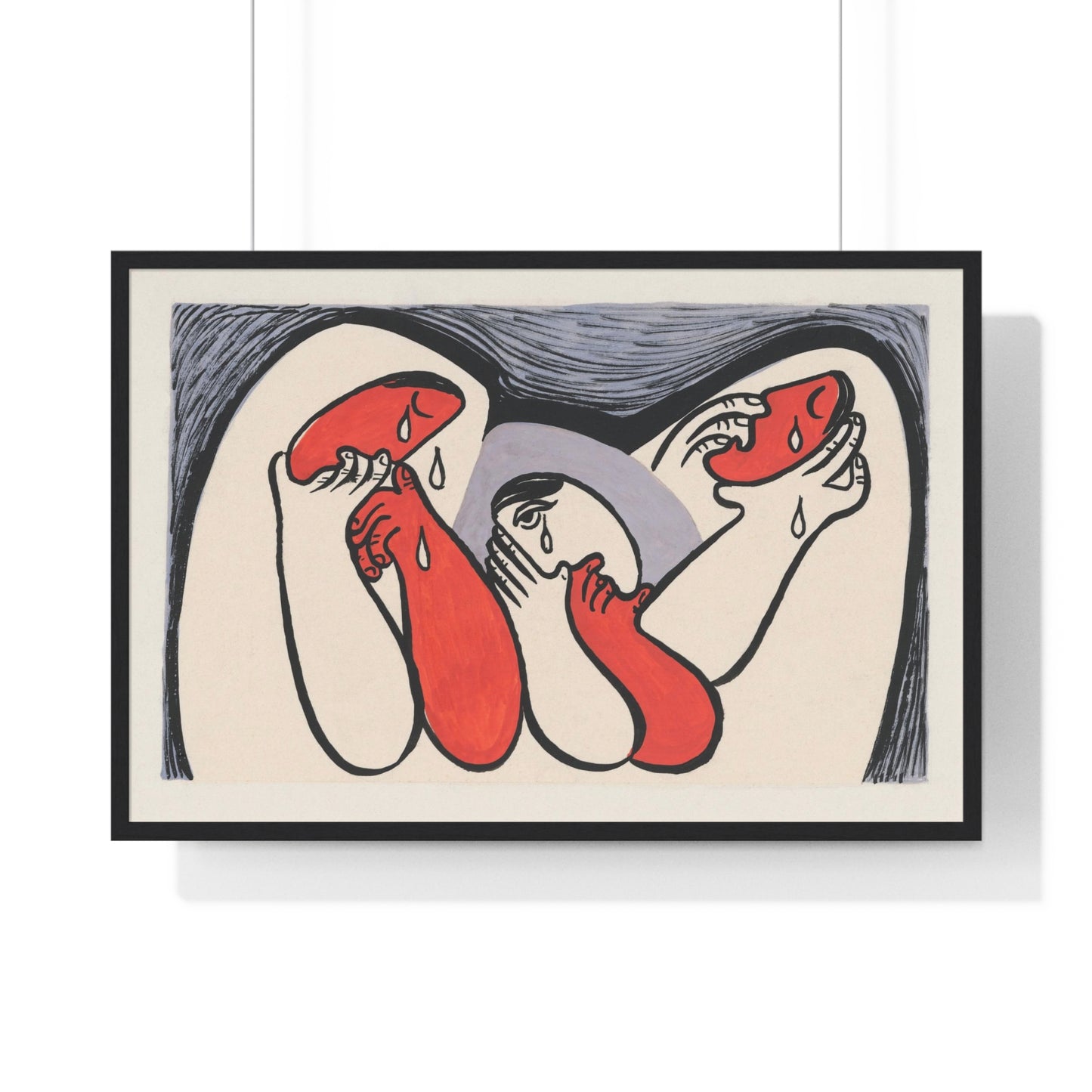 Crying Women (1938) Abstract Painting by Mikulas Galanda from the Original, Framed Art Print