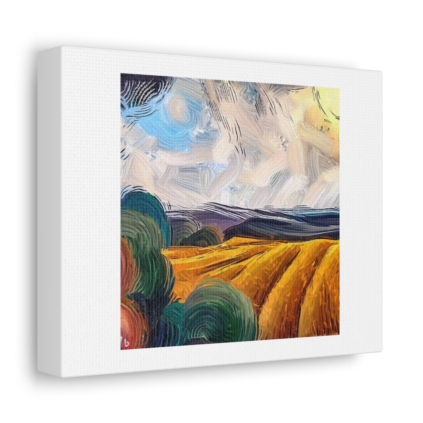 Sunny Landscape in the Van Gogh Style Art Print 'Designed by AI' on Satin Canvas