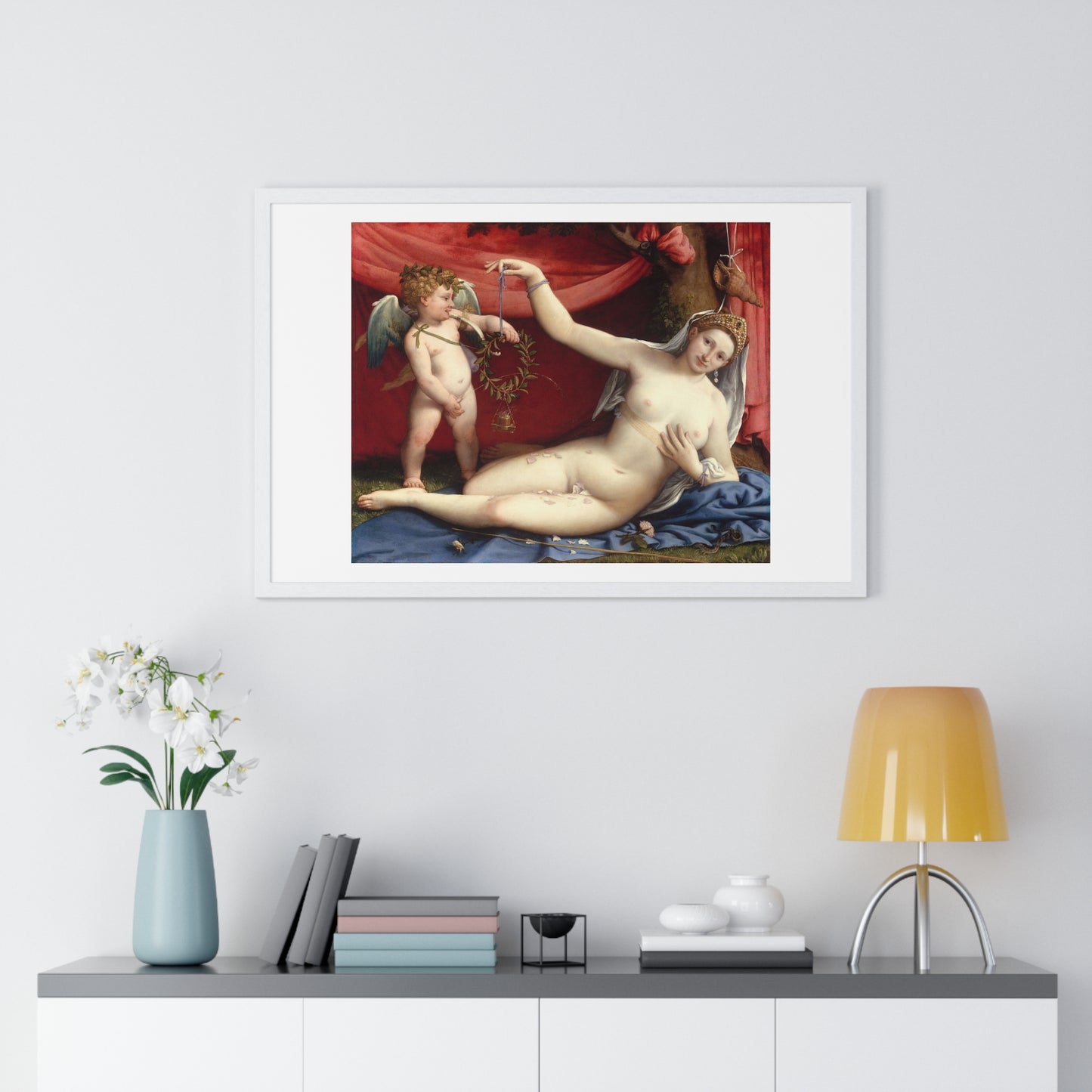 Venus and Cupid (1520s) by Lorenzo Lotto, from the Original, Framed Art Print