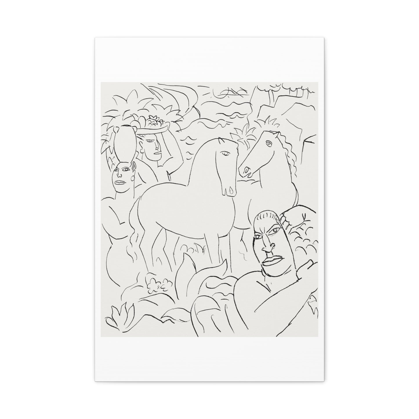 Landscape With a Man, Two Women and Horses (1891–1941) by Leo Gestel, Canvas Art Print from the Original