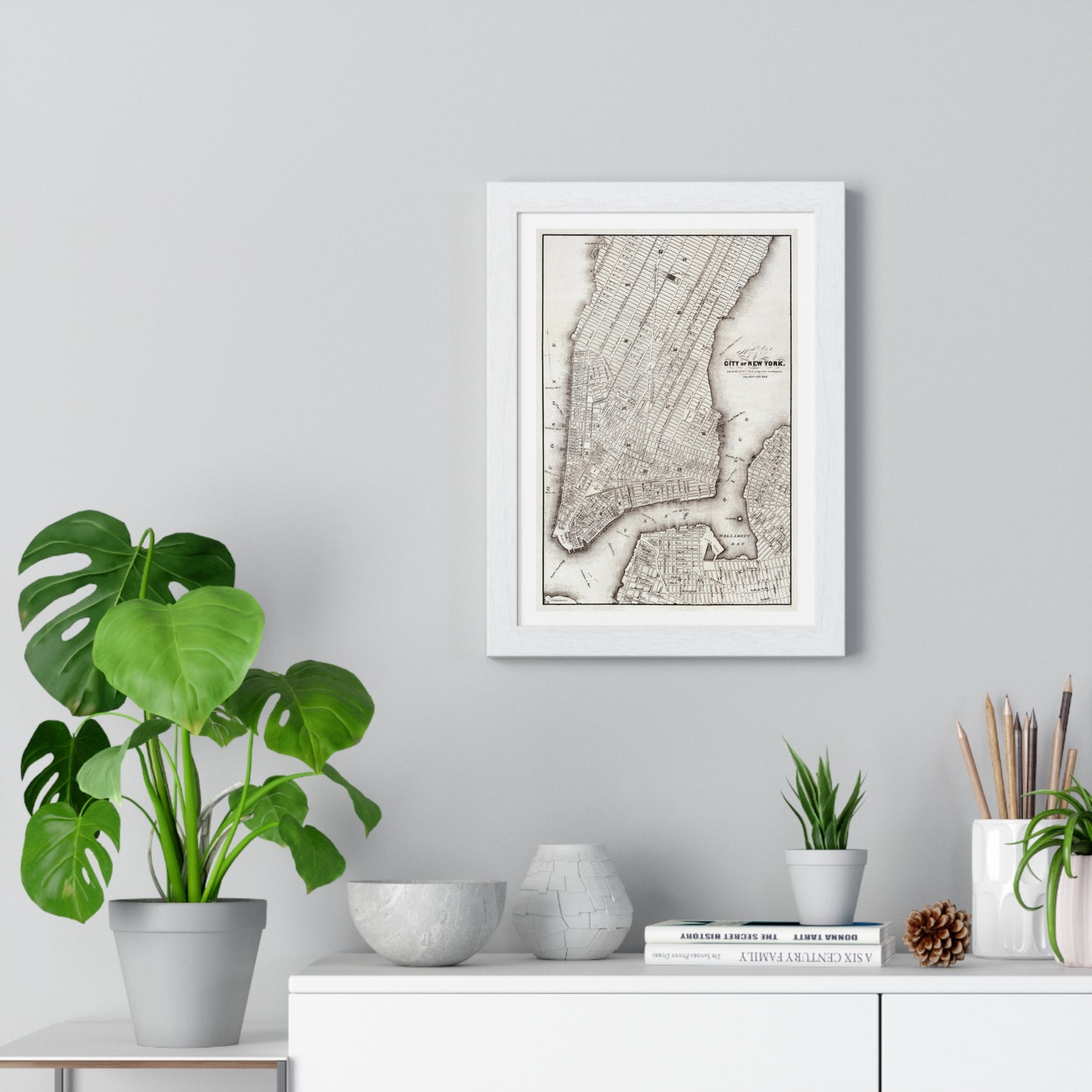 Map of the City of New York (circa 1850) from the Original, Framed Art Print