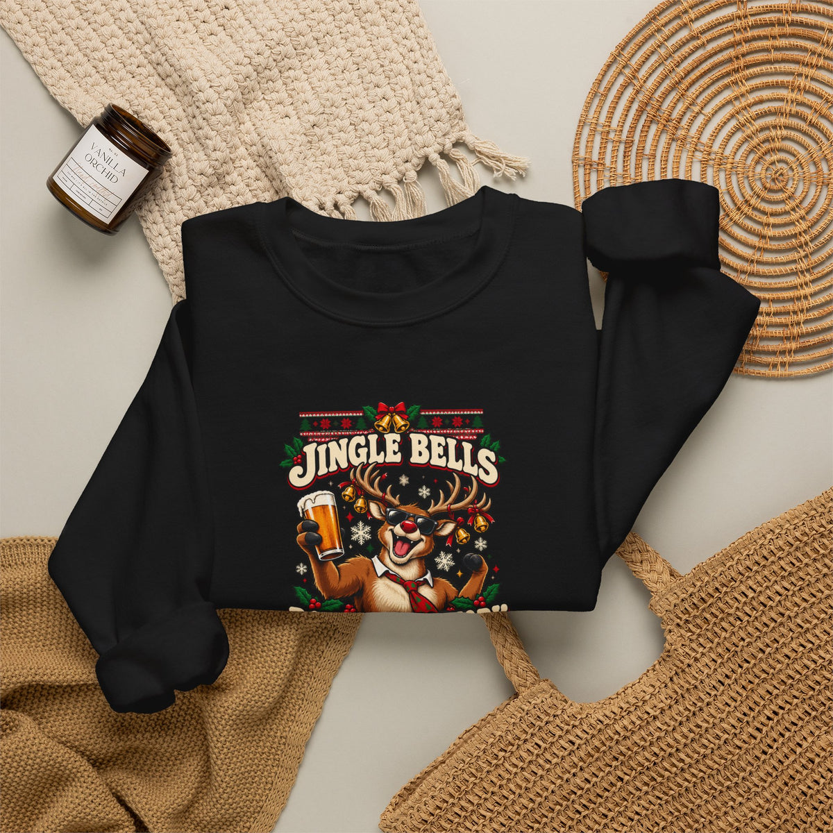 Funny Adult Chsristmas Jumpers: 'Jingle Bells Bollocks to Work' Christmas Crewneck