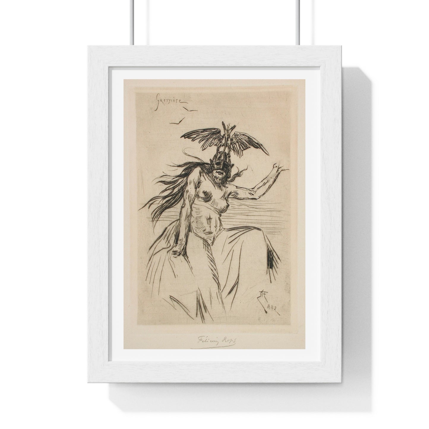 Guerrière (1882) by Félicien Victor Joseph Rops, from the Original, Framed Art Print