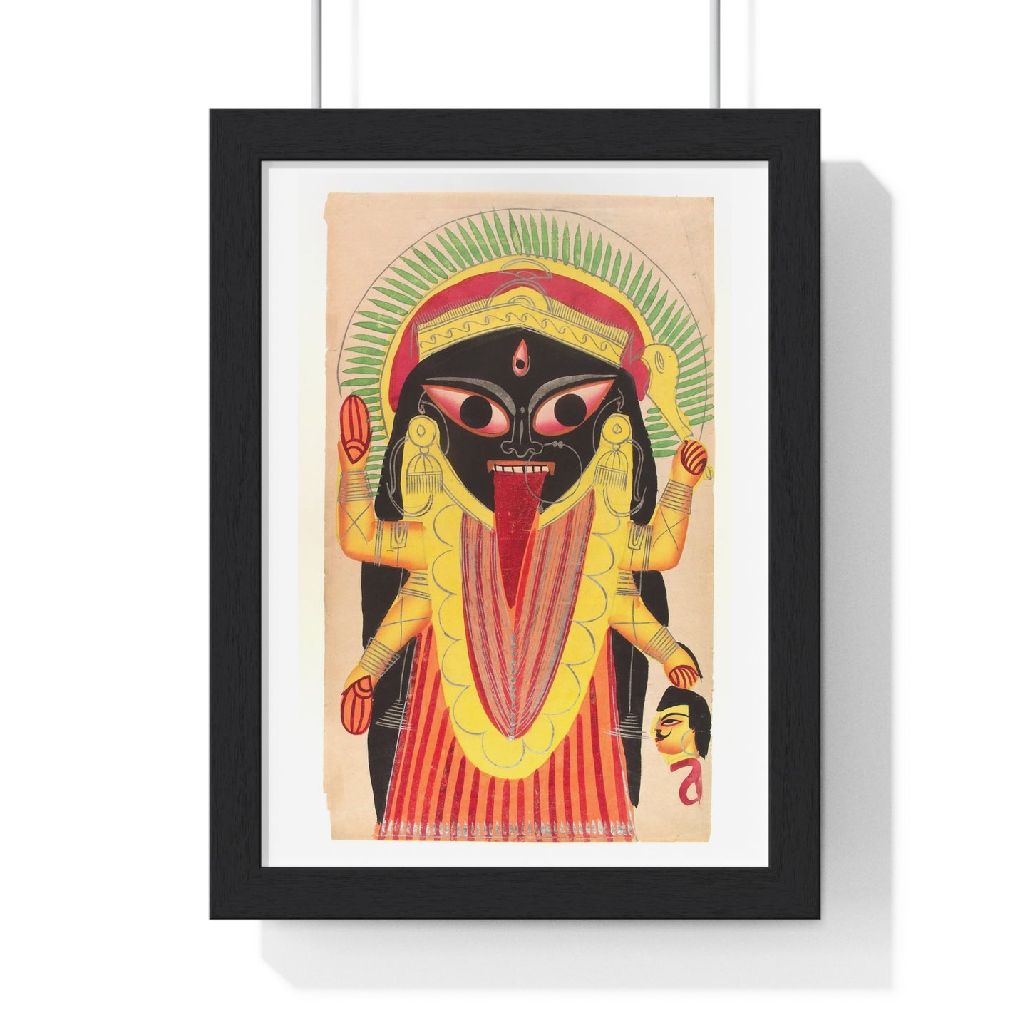 Kali Holding a Demon's Head, Indian Watercolour, from the Original, Framed Art Print