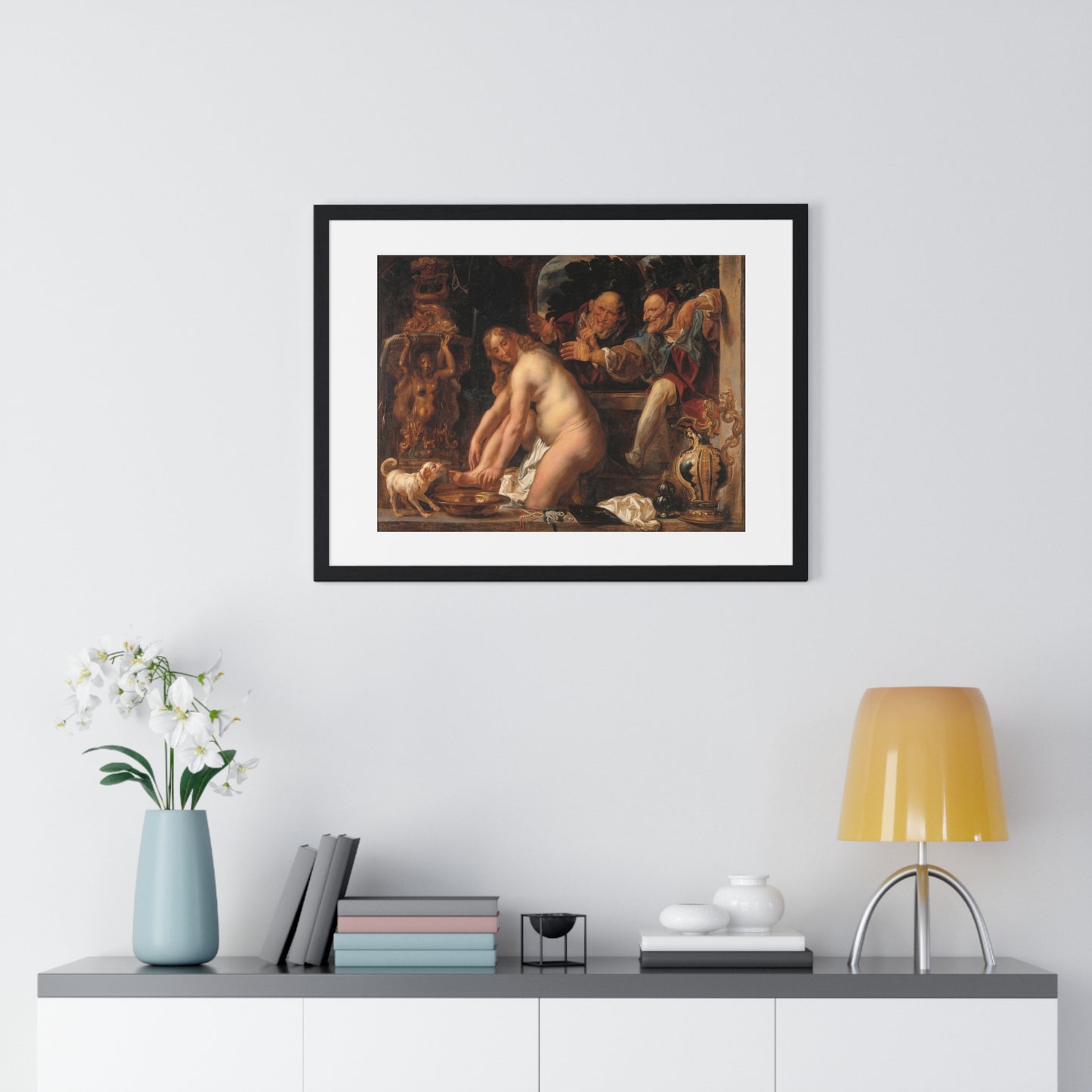 Susanna and the Elders (1653) by Jacob Jordaens, from the Original, Framed Art Print