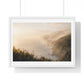 Golden Hour Coastal Mist and Cliffs, Landscape Art Framed Print