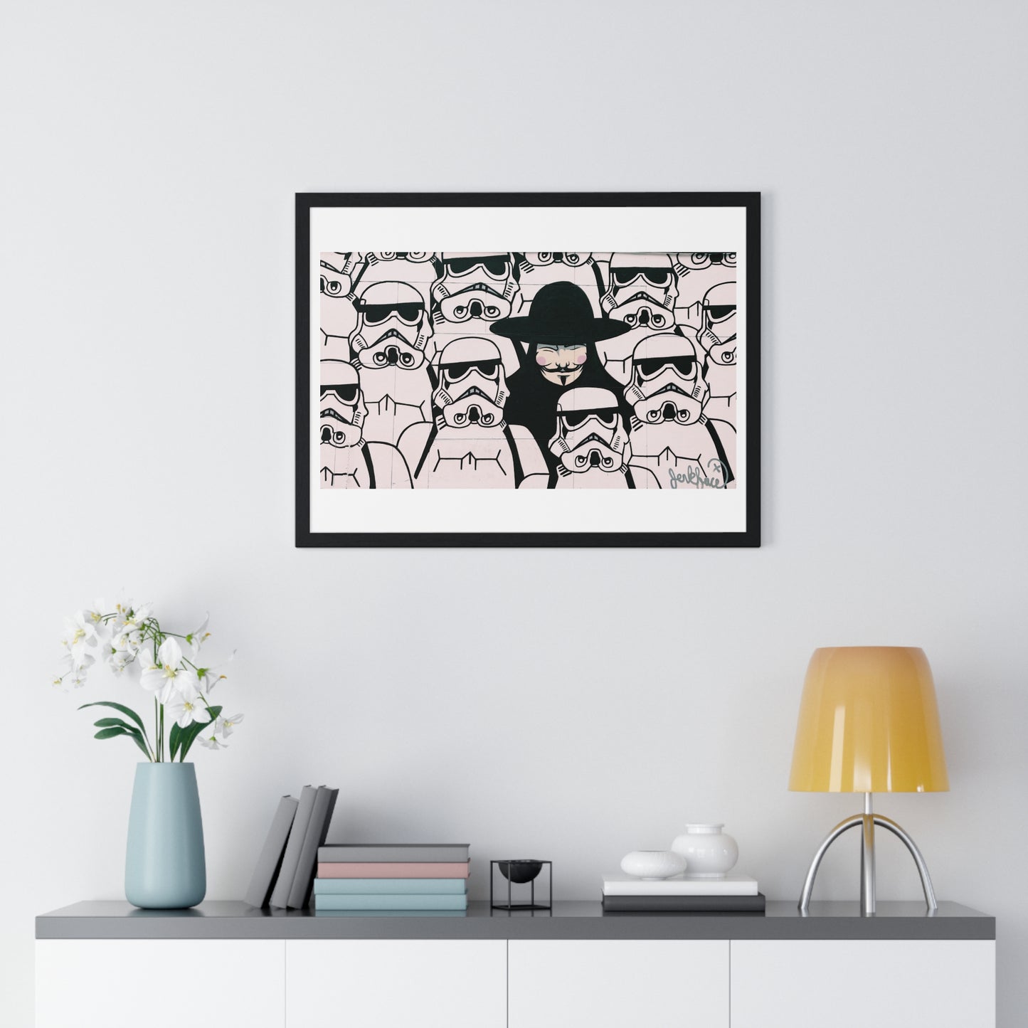 Mural Art: Stormtroopers and Vendetta Character (2017) from the Original, Framed Print