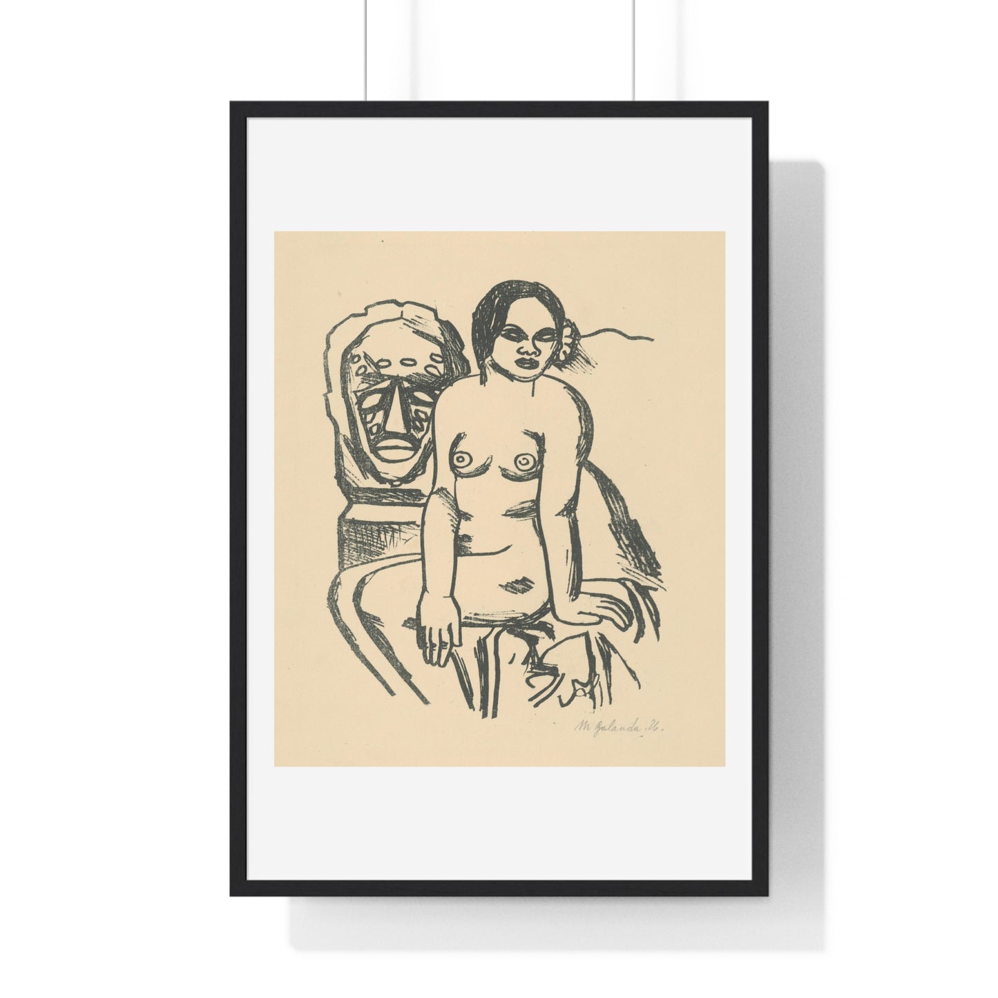 Woman and Statue by Mikuláš Galanda, from the Original, Framed Art Print